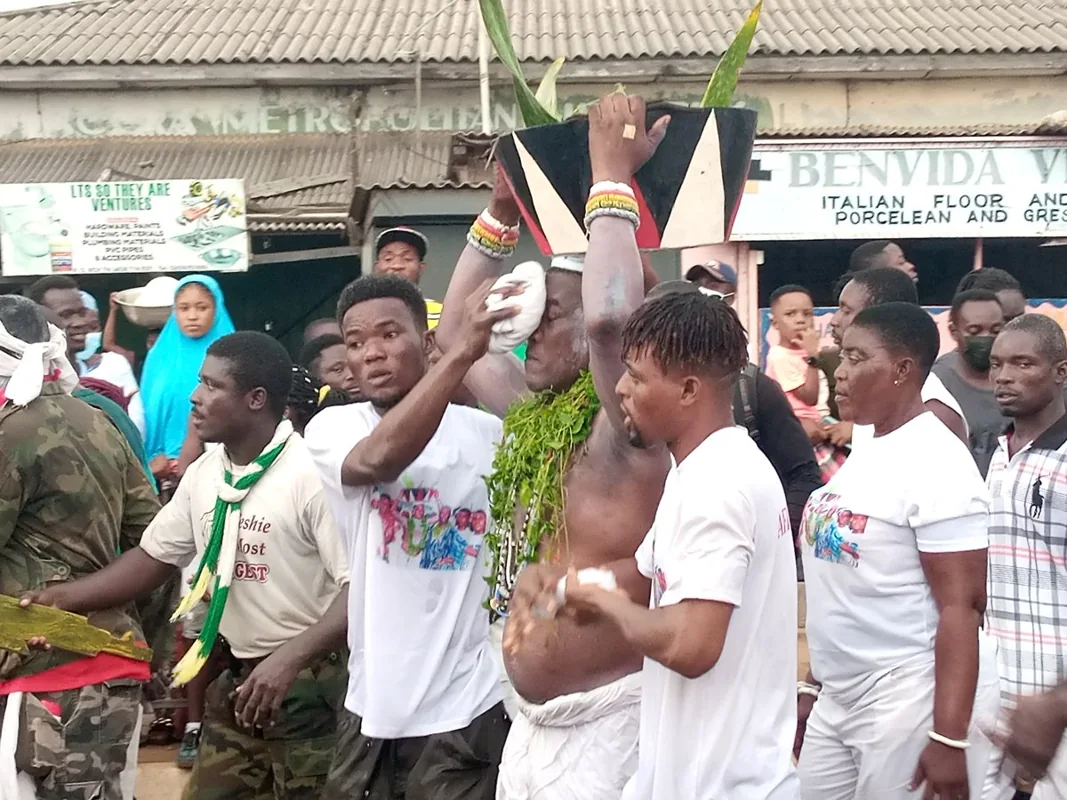 People taking part in a past Homowo festival
